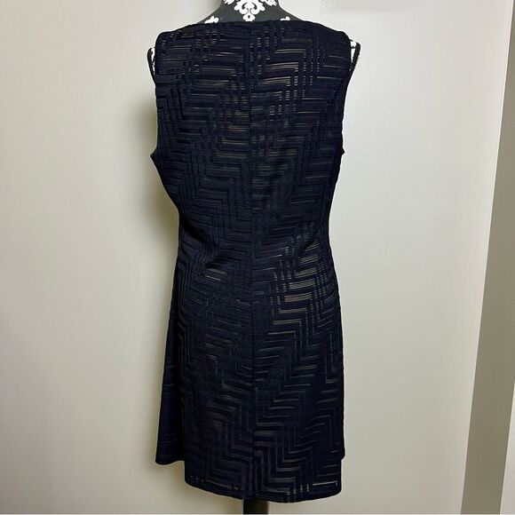 AMERICAN LIVING Sleeveless Dress with Overlay Black and Tan Size 14 - Picture 4 of 7